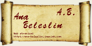 Ana Beleslin vizit kartica